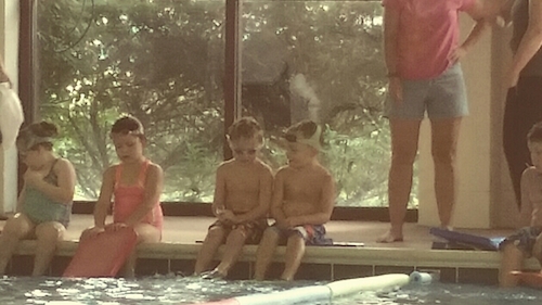 Isaac and a buddy at their first swim team practice!