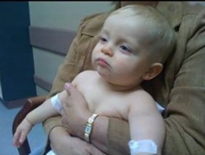 Isaac as a baby in the emergency room